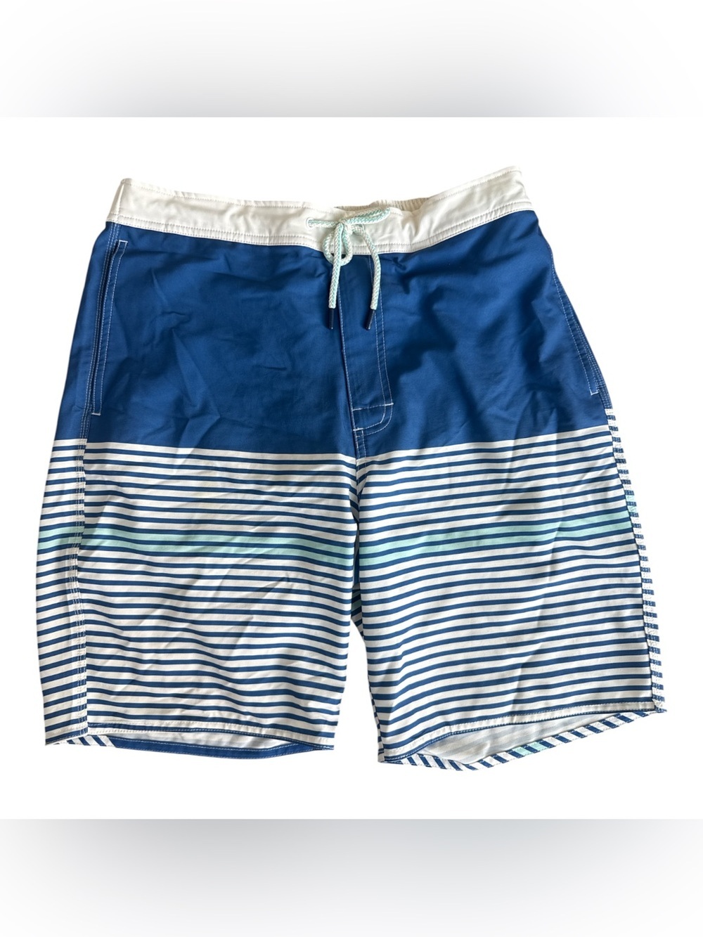 Johnnie-O Men's Blue Striped Swim Trunks
